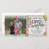 オーナメントとミッテンスのクリスマスホリデーフォトカード シーズンカード (正面/裏面)