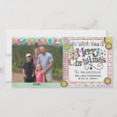 オーナメントとミッテンスのクリスマスホリデーフォトカード シーズンカード (正面)