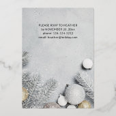 オーナメントとモミの葉 クリスマスパーティー 箔招待状 (裏面)