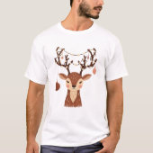 オーナメントとライトの可愛いクリスマスの鹿 Tシャツ (正面)
