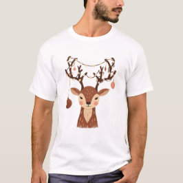 オーナメントとライトの可愛いクリスマスの鹿 Tシャツ