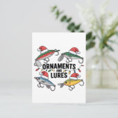 オーナメントとルアー 面白いクリスマス サンタ フィッシング インビテーションポストカード (スタンド正面)