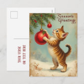 オーナメントと子猫のクリスマス ポストカード (正面/裏面)