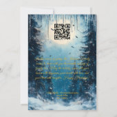 オーナメントと家族のメッセージを添えたウィンターワンダーランド 招待状 (裏面)