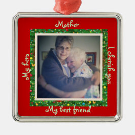 オーナメントと家族，母クリスマスオーナメント メタルオーナメント