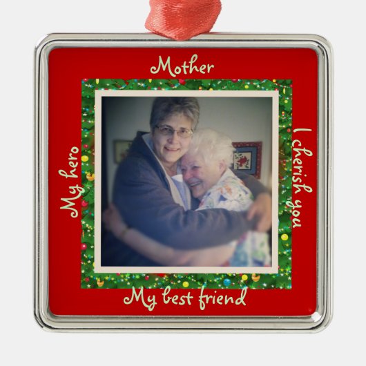 オーナメントと家族,母クリスマスオーナメント メタルオーナメント (正面)