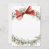 オーナメントと弓リース写真クリスマス シーズンカード (裏面)