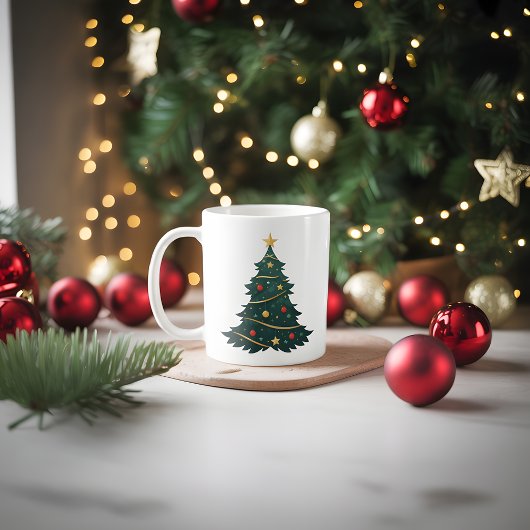 オーナメントと星のクリスマスツリー コーヒーマグカップ