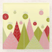 オーナメントと木のクリスマス ガラスコースター (正面)