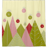 オーナメントと木のクリスマス シャワーカーテン (正面)