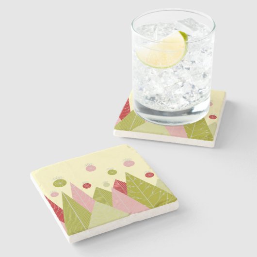 オーナメントと木のクリスマス ストーンコースター (横)