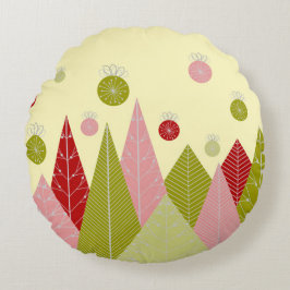 オーナメントと木のクリスマス ラウンドクッション