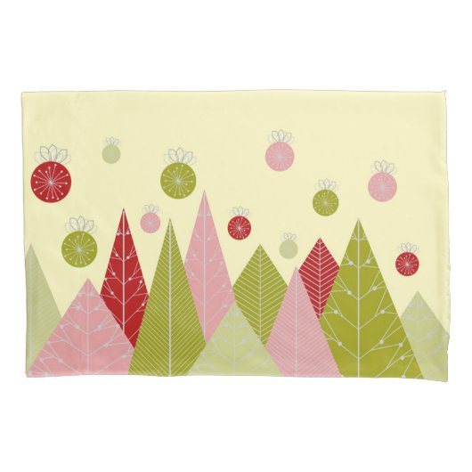 オーナメントと木のクリスマス 枕カバー (正面)