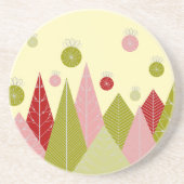 オーナメントと木クリスマスイラストレーション コースター (正面)