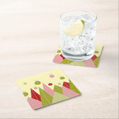 オーナメントと木クリスマスイラストレーション スクエアペーパーコースター (インサイチュ)