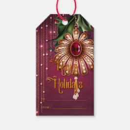 オーナメントと華美グリーンリーハッピーホリデイズ ギフトタグ