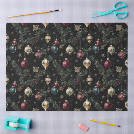 オーナメントと葉の優雅さ 薄葉紙 (クラフト)