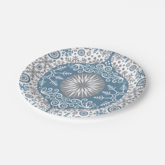 オーナメントと雪冬紙プレート ペーパープレート (アングル)