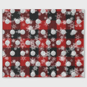 オーナメントと雪片の上のプレイド ラッピングペーパー (フラット)