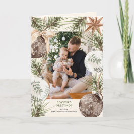 オーナメントに囲まれた写真のホリデーカード シーズンカード