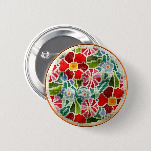 オーナメントのあたりで刺繍される夏の記憶手 缶バッジ (正面&裏面)