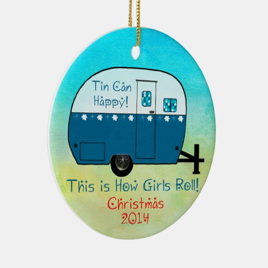 オーナメントのクリスマスのキャンピングカー セラミックオーナメント (右)