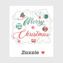 オーナメントのクリスマスタイポグラフィ シール