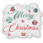 オーナメントのクリスマスタイポグラフィ シール (正面)