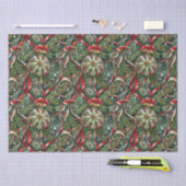 オーナメントのツリーとサテンリボン 薄葉紙 (クラフト)