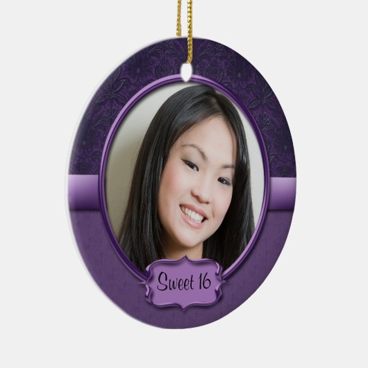 オーナメントのツートーン紫色のブロケードの花の菓子16 セラミックオーナメント (右)