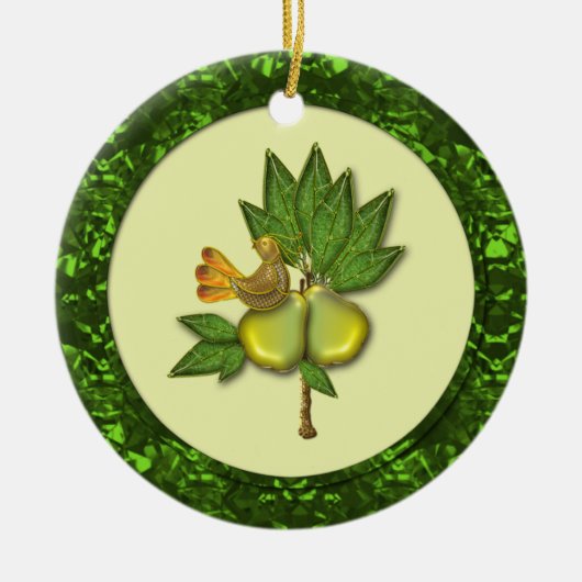 オーナメントのナシの木の枝角 セラミックオーナメント (正面)