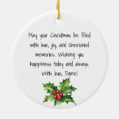 オーナメントのパーソナライズされたクリスマスの名前とメモ セラミックオーナメント (裏面)