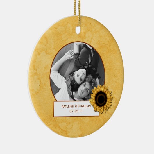 オーナメントのヒマワリの写真の結婚式の記念品 セラミックオーナメント (右)
