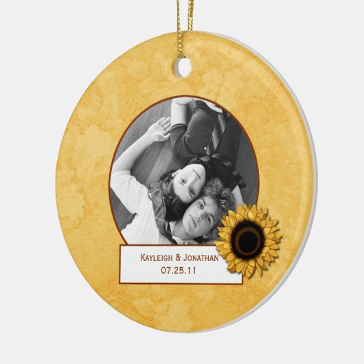 オーナメントのヒマワリの写真の結婚式の記念品 セラミックオーナメント (左)