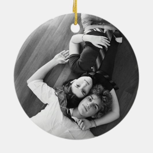 オーナメントのヒョウのプリントの結婚式の日付の記念品 セラミックオーナメント (裏面)