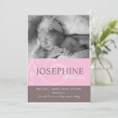 オーナメントのピンクのベビーの発表 案内状 (スタンド正面)