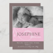 オーナメントのピンクのベビーの発表 案内状 (正面/裏面)