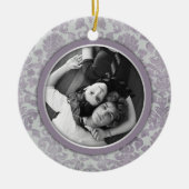 オーナメントのラベンダーの銀のダマスク織の結婚式の引き出物 セラミックオーナメント (正面)
