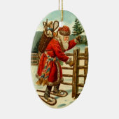 オーナメントのヴィンテージのサンタクロースのかんじきのクリスマス セラミックオーナメント (右)