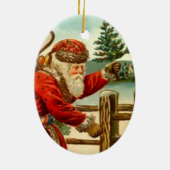 オーナメントのヴィンテージのサンタクロースのかんじきのクリスマス セラミックオーナメント (裏面)