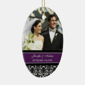 オーナメントの好意のプラム黒のダマスク織の結婚 セラミックオーナメント (右)