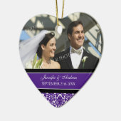 オーナメントの好意のプラム黒のダマスク織の結婚 セラミックオーナメント (左)