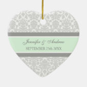 オーナメントの好意の灰色の真新しいダマスク織の結婚 セラミックオーナメント (裏面)
