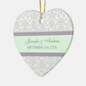 オーナメントの好意の灰色の真新しいダマスク織の結婚 セラミックオーナメント (左)