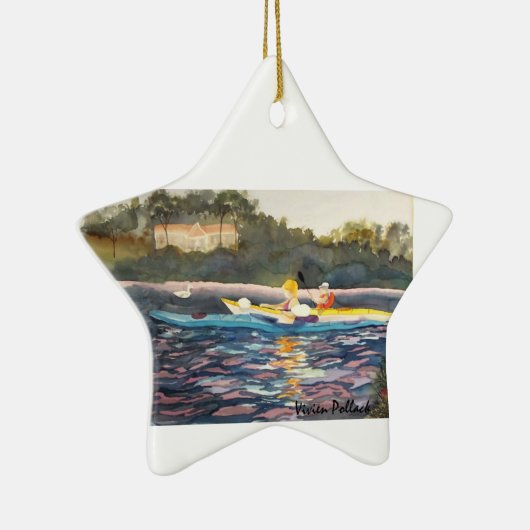 オーナメントの性質で最も最高のな時のカヤック セラミックオーナメント (右)