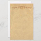 オーナメントの文房具が付いている古い羊皮紙 便箋 (正面/裏面)