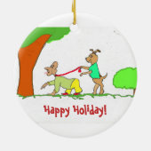 オーナメントの犬の調教師のユーモア セラミックオーナメント (裏面)