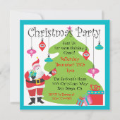 オーナメントを吊るしたクリスマスパーティーの招待状 招待状 (正面)
