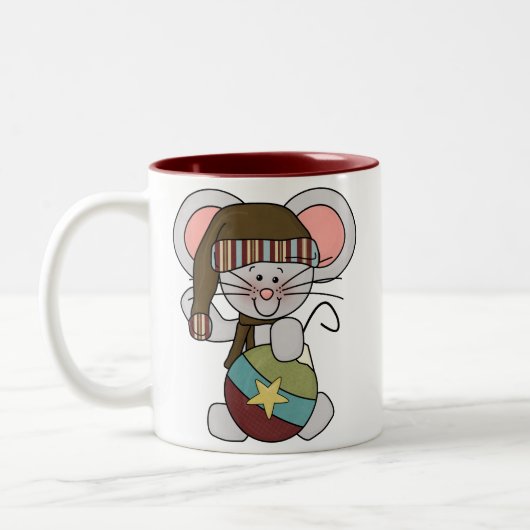 オーナメントを持つクリスマスのマウス ツートーンマグカップ (左)