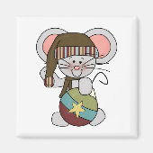 オーナメントを持つクリスマスのマウス マグネット (正面)